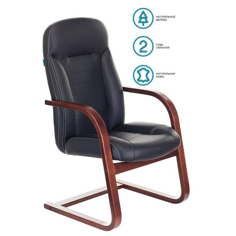 Кресло Бюрократ T-9923WALNUT-AV/BL низкая спинка черный кожа главное фото