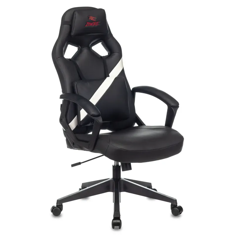 Кресло игровое Zombie DRIVER черный/белый искусственная кожа с подголов. крестовина пластик главное фото